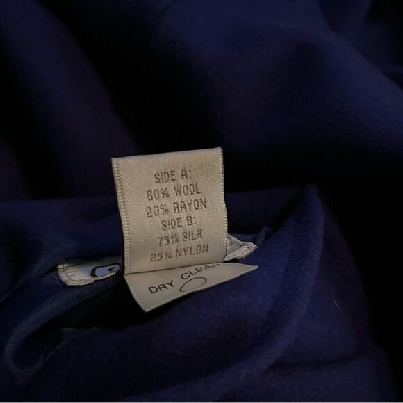 Chelsea Studio Royal Blue Reversible wool/silk blend pea coat sz 32W - Picture 4 of 7